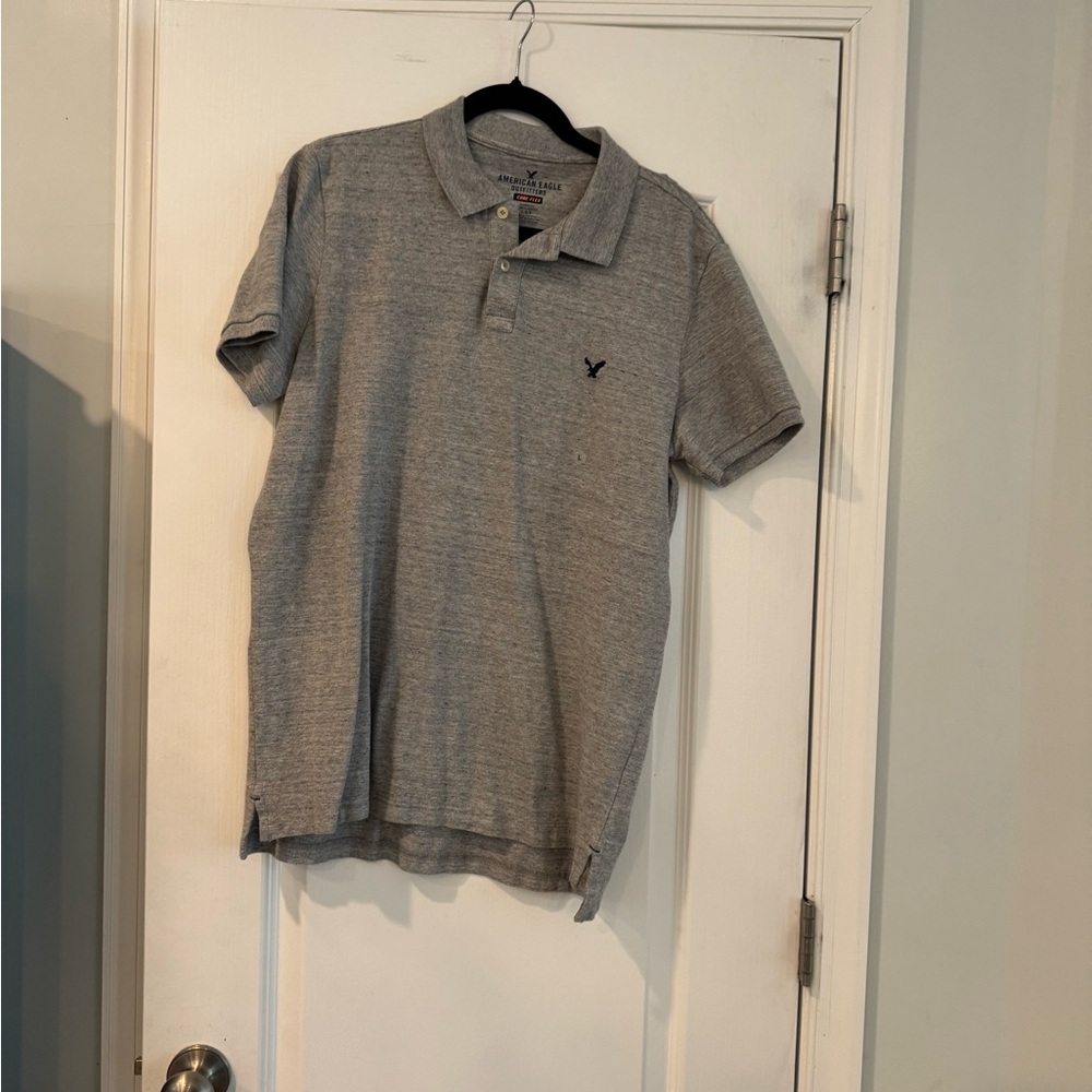 American Eagle Outfitters Heather Gray Polo Shirt
